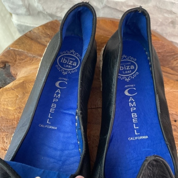 Jeffrey Campbell Abide Black Leather Rounded Toe Espadrille Slip On Loafer 8.5 - Picture 9 of 16